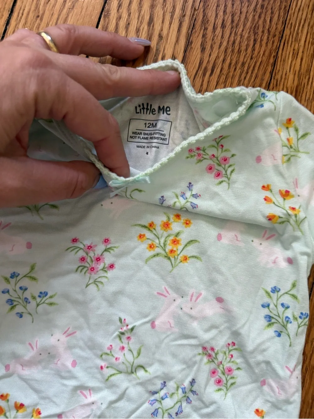 Little Me Mint Bunny Floral Kids Pajama Set - Size 12 Months - NWT